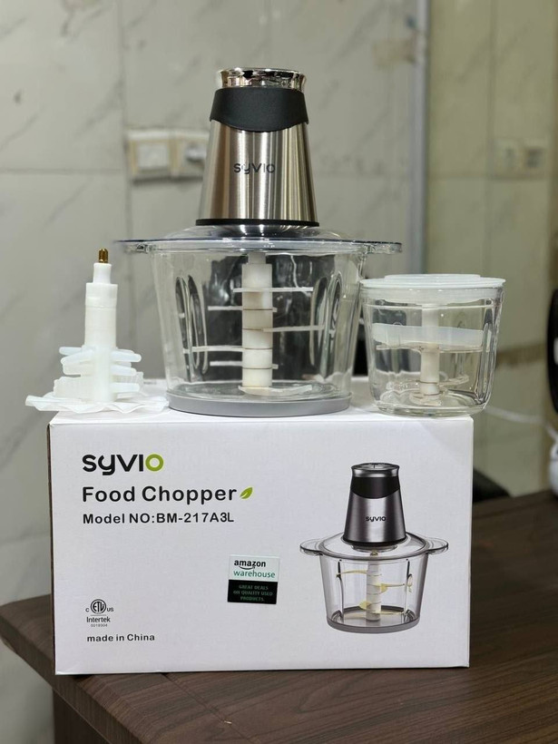 خردکن برقی SYVIO مدل BM-217A3L | موتور ۴۰۰ وات | کاسه استیل و شیشهای
