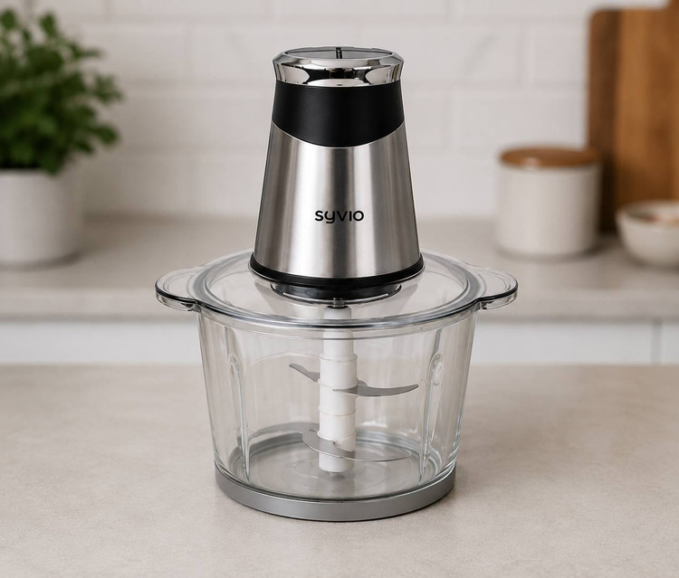 خردکن برقی SYVIO مدل BM-217A3L | موتور ۴۰۰ وات | کاسه استیل و شیشهای