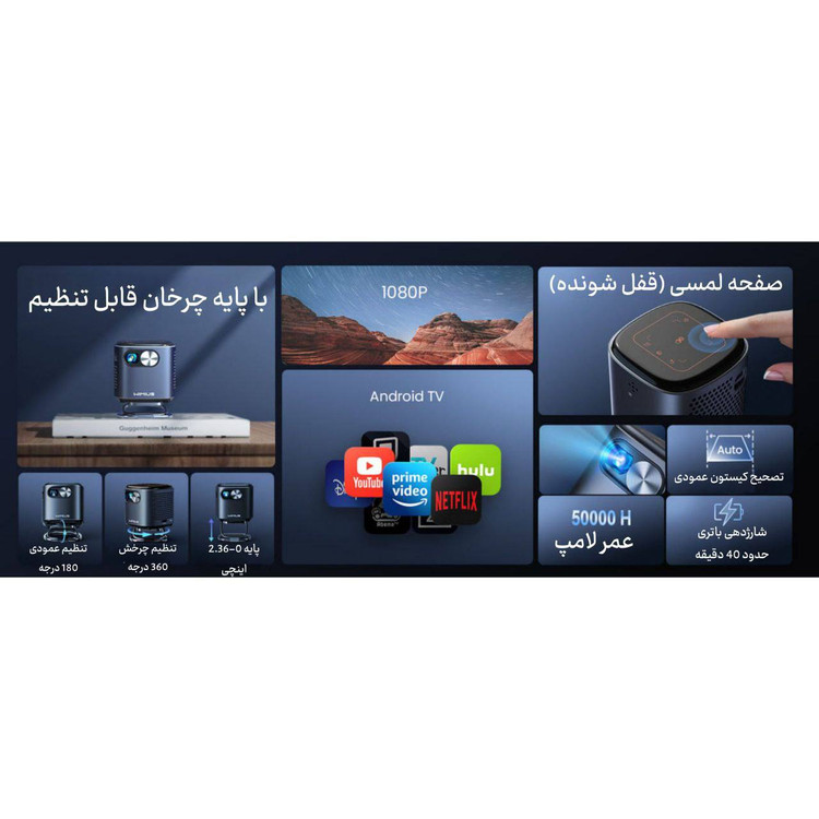 مینی پروژکتور شارژی WIMIUS Q2 DLP