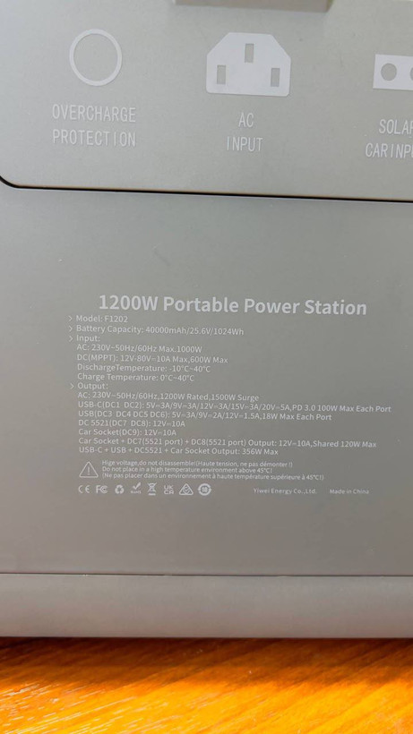 پاوراستیشن قابل حمل 1200 وات مدل F1202 ظرفیت 1024Wh