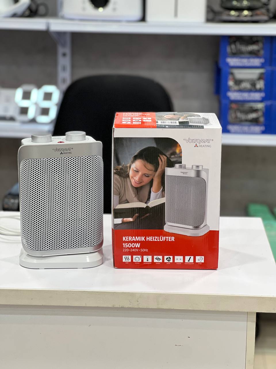 🔥 بخاری برقی سرامیکی VOLTOMAT HEATING توان 1500 وات | هیتر فن‌دار