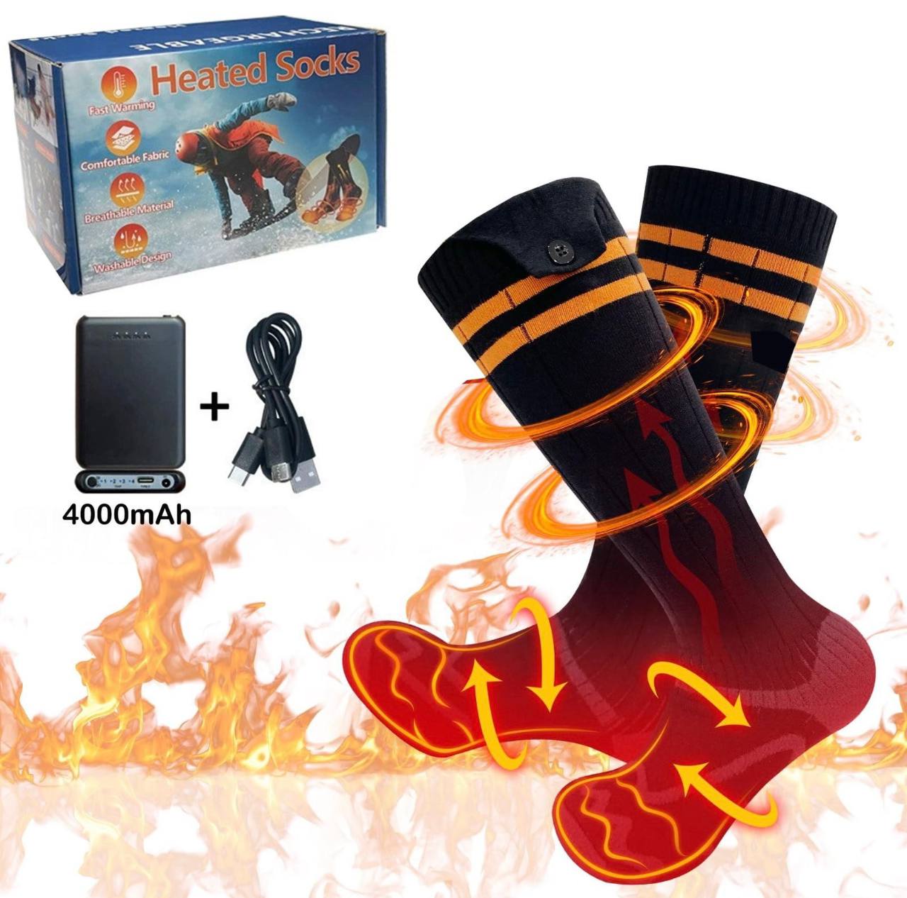 🔥 جوراب گرمایشی شارژی با باتری 4000mAh | Heated Socks