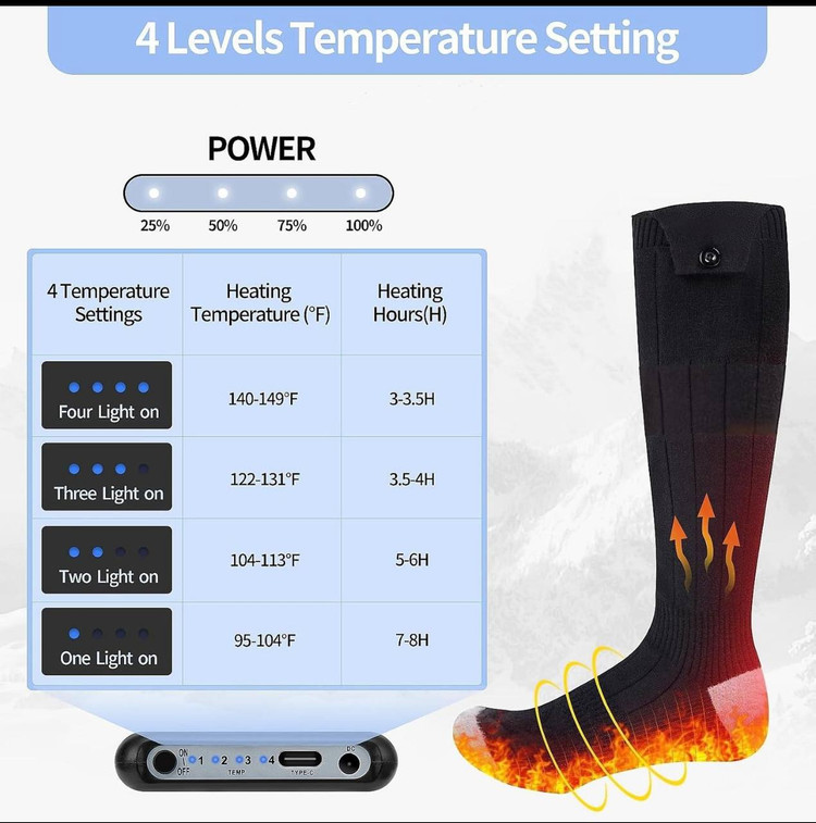 🔥 جوراب گرمایشی شارژی با باتری 4000mAh | Heated Socks