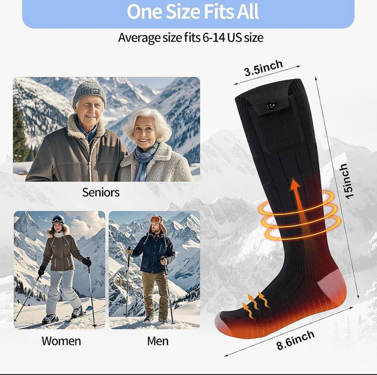 🔥 جوراب گرمایشی شارژی با باتری 4000mAh | Heated Socks